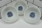 3 Vintage Bowl Children At The Gate Blue White Milk Glass 5” Currier & Ives