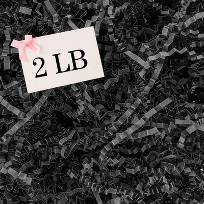 2 LB Crinkle Cut Paper Shred Filler Black Basket Shredded Stuffing Gift Box
