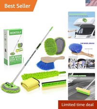 62'' Car Wash Brush with Long Handle Chenille Microfiber Car Wash Mop Mitt Ki...