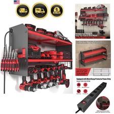 Power Tool Organizer with Charging Station Wall Mount, Cordless Drill and Bat...
