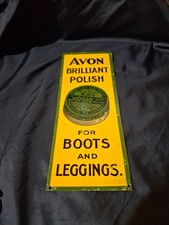 VTG 1930s BOOTS POLISH ADVERTISING SIGN Door Push AVON 3in. x 8in.