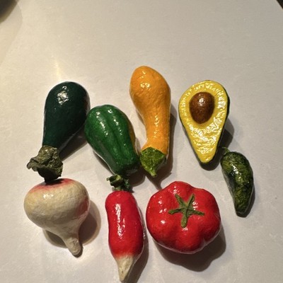 Set of 8 Mini Faux Fruit & Vegetable Decor, Multicolor Plastic, Kitchen