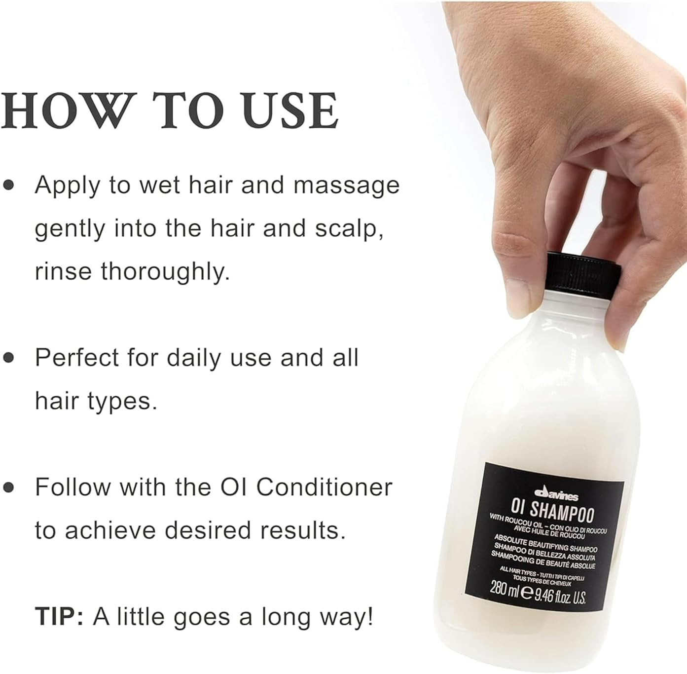 Davines OI Shampoo con Olio di Roucou 280ml - Addio Capelli Crespi - 4