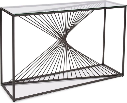 Elegant Optical Twist Console Table in Matte Graphite - Picture 4 of 6