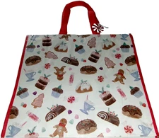 CHRISTMAS REUSABLE Tote Bag ~ 20" X 18" X 8"~ HOLIDAY TREATS ~ Snap Closing