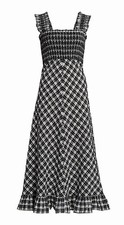 Ganni maxi Seersucker Checkered Gingham Black White Dress Size 4/36EU Small NWT