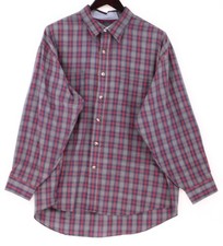 Van Heusen Shirt Mens XL Blue Plaid Long Sleeve Button Front Wrinkle Free Casual