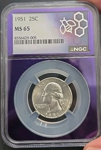 1951 25C Washington Quarter NGC MS65