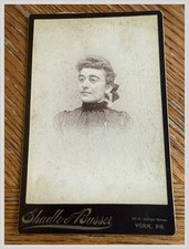 1880s York PA Woman Portrait Photograph High Neck Dress Shadle &amp; Busser Studio