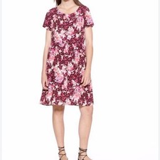 Old Navy Floral Swing Dress XL Rayon Short Sleeve Scoop Neck Flowy Cottagecore