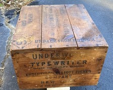 Antique Underwood Typewriter Wooden Shipping Box Crate Elliott Fisher New York#A thumbnail