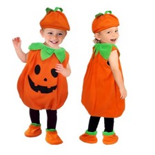 Pumpkin Costume Kids Orange 3pc Set Toddler Size L NWT Halloween