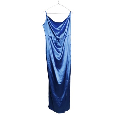 Unique 21, Maxikleid, Größe: 44, Blau, Polyester, Batik, Satin, Damen #pH9
