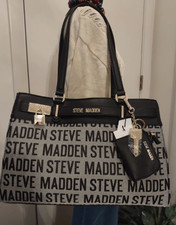 Steve Madden Black Gray Women's Shoulder Bag Purse w/Gold Hardware