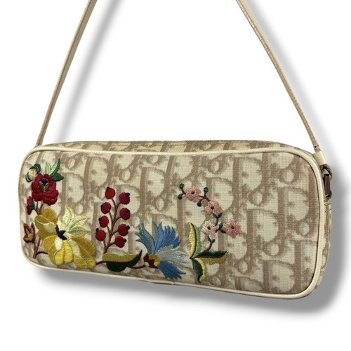 Christian Dior Trotter Floral embroidery Accessory pouch Handbag Vintage y2k