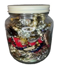 Vtg Modern Wearable Costume Jewelry Lot 5 lbs Jar Necklaces Rings Bracelets