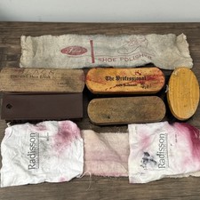 Vintage Lot Of 5 Shoe Shine Brushes And 4 Polishing Cloths Empire Fuller