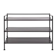 Seville Classics 3-Tier Resin Slat Shoe Rack, 26.5" x 12.2" x 19" - Espresso