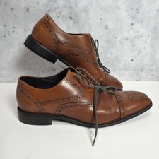 Johnston Murphy Mens Brown Leather Oxford Dress Shoes Size 9M Cap Toe