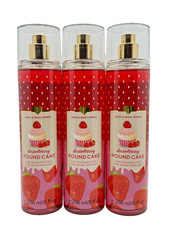 NEW Bath  Body Works Lot of 3 Bottles Strawberry Pound Cake Fragrance Mist 8 oz