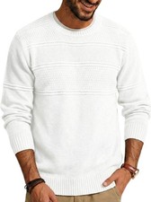 Men's Crew Neck Sweater Long Sleeve Slim Fit Lightweight Sweatshirts Knitted ...