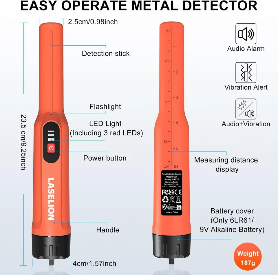 Metal Detector Pinpointer, Professional IP68 Fully Waterproof 360°Detection Hand - image 3 of 4