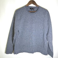 Theory Blue Marled Crew Neck Cotton Blend Sweater Mens XL