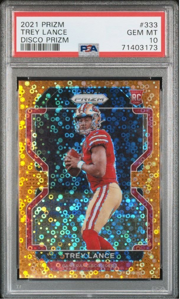 2021 Prizm Trey Lance RC Disco Rookie #333 Francisco 49ers PSA 10!  LA Chargers