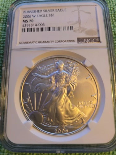 2006 W Burnished Silver American Eagle NGC MS 70