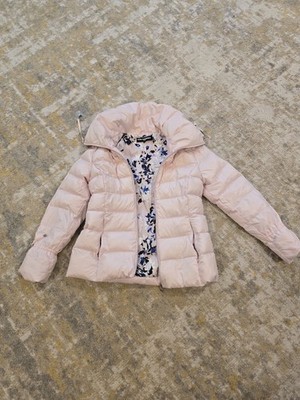 Karl Lagerfeld Paris Womens Pink Hooded Down Puffer Zip Short Jacket M