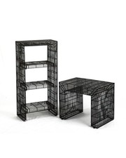 Vintage Sculptural Metal Wire Shelving And Display Table Set