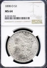 1898-O $1 Silver Morgan Dollar MS 64 NGC # 8130103-052 + Bonus