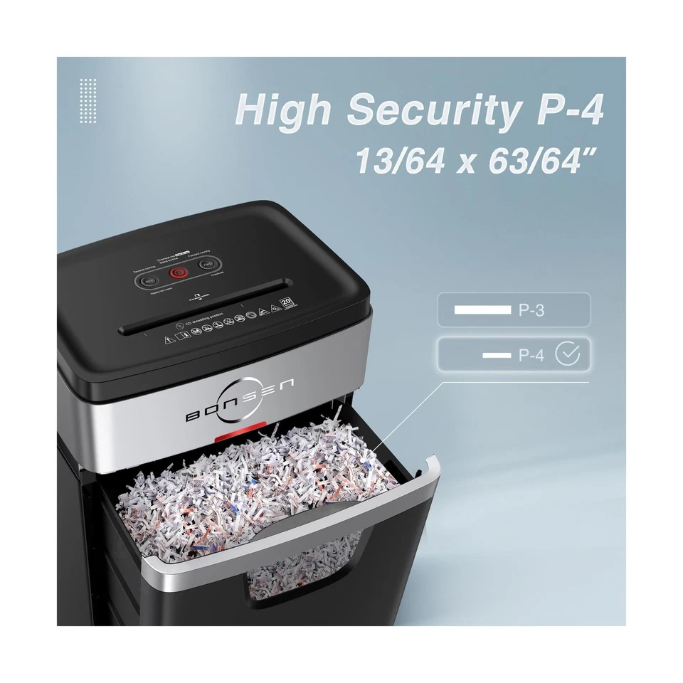 BONSEN Paper Shredder, 20-Sheet 60 Mins Nonstop Heavy Duty Paper Shredder for... - Image 4 of 4