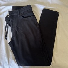 Uniqlo Pants Mens Size Medium Solid Black Slim Straight Leg Stretchy Drawstring