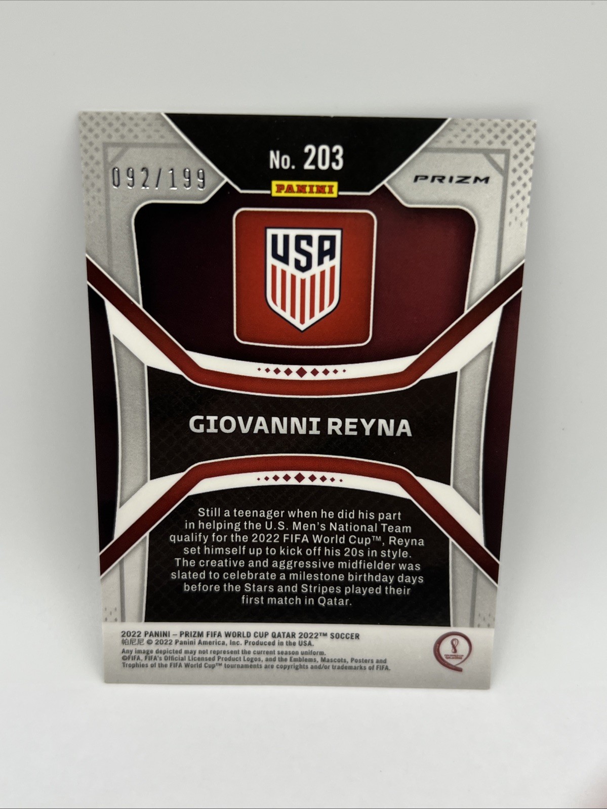 2022 Panini Prizm World Cup Qatar - Giovanni Reyna #203 Purple Prizm /199 USA view 4
