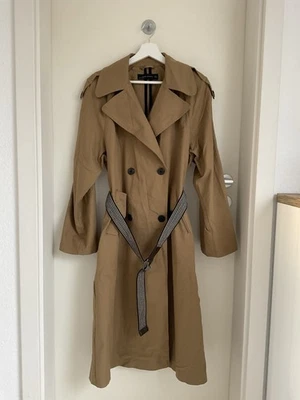 ZARA Damen Trenchcoat M Braun Gürtel Oversize Baumwollmischung Kragen - Bild 1 von 4