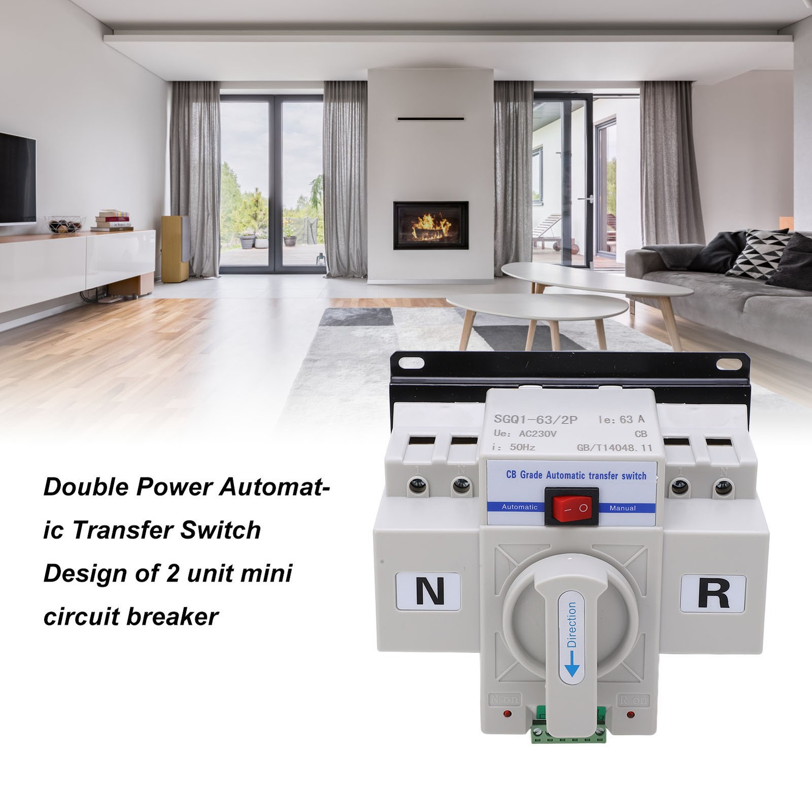 2P Automatic Transfer Switch Miniature Circuit Breaker Dual Power Changeover
