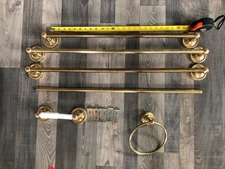 SOLID BRASS TOWEL BARS, TOILET PAPER HOLDER, COAT HOOK, SET