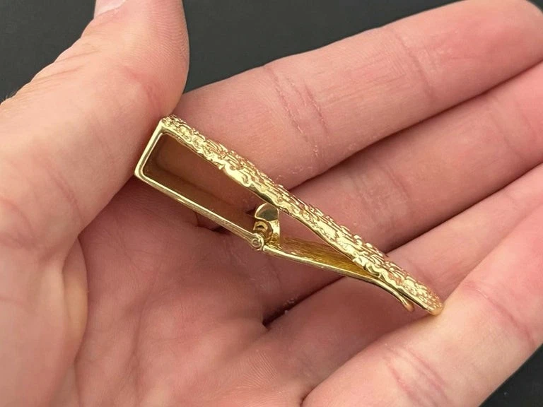 Oro amarillo de 10 quilates sobre pepita signo de dólar clip de dinero longit... - Imagen 3 de 4