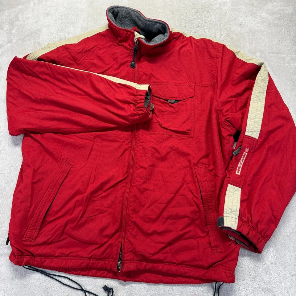 Chaqueta De Colección Abercrombie Fitch Para Hombres XL Roja Impermeable Sherpa Performance Y2K Foto 2 de 4