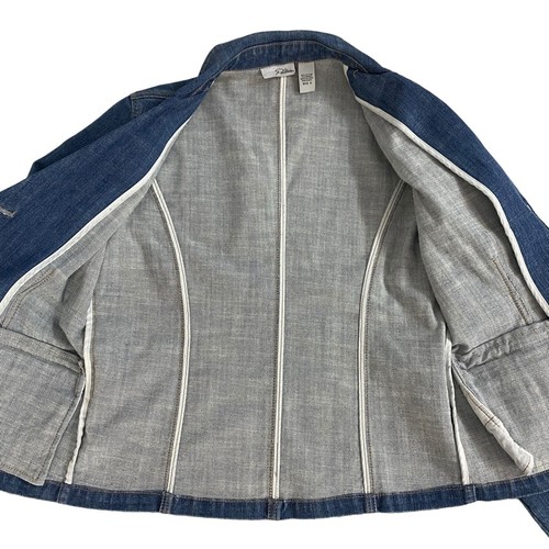 Chicos Platinum Blazer Womens 0 Denim Jacket Small Work Office Casual Coastal - Picture 11 of 16