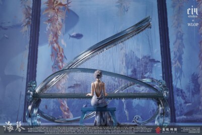 Ein Studio WLOP Ghost Blade Sea Piano Ice Princess Painted Statue -READY TO SHIP