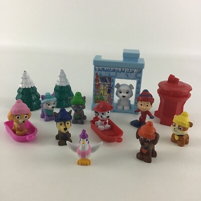 Paw Patrol Arctic Winter Snow Rescue Playset Mini 2  Figures Lot Zuma Rocky Skye