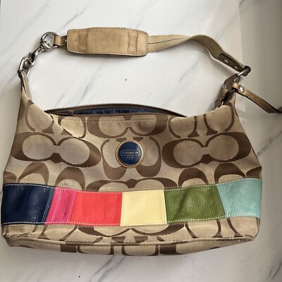 COACH F15586 Signature Stripe Multi Color Shoulder Bag | eBay