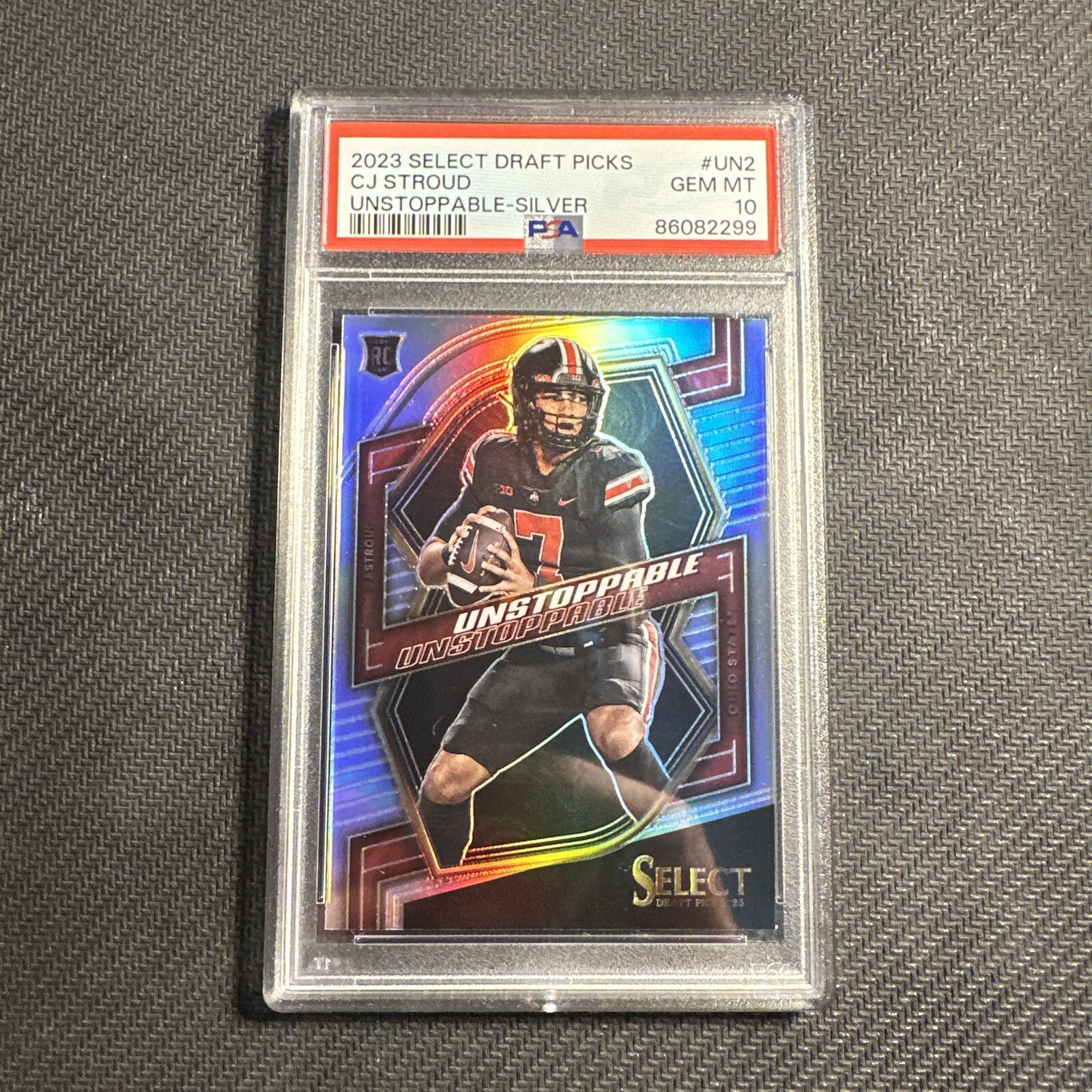 2023 Select Draft Picks Unstoppable Silver CJ Stroud Rookie RC UN2 PSA 10 Texans