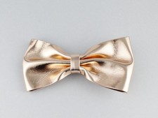 Rose Gold faux leather big bow barrette 4.5" wide alligator claw clamp hair clip