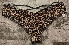 NWT VICTORIA'S SECRET LEOPARD CHEETAH SATIN SMOOTH STRAPPY BACK CHEEKY PANTIES