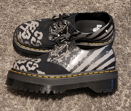 New Dr Martens 1461 Animal Clash Stud Suede Leather Platform Shoes M 6 