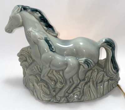 Horse & Colt TV Lamp Vintage Mid Century California Pottery Porcelain