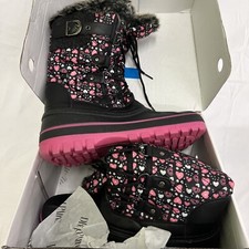 Dream Pairs Kids Girls Hear Pattern Faux Fur Lined Winter Snow Boots Size 6